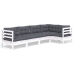 Muebles de jardín 5 pzas con cojines blanco madera de pino