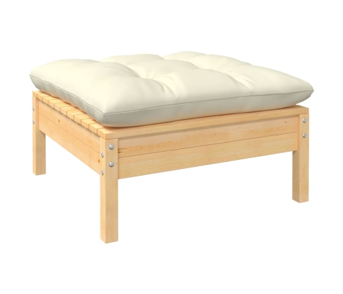 Muebles de jardín 6 piezas cojines madera de pino color crema