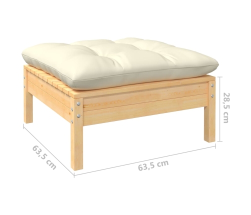 Muebles de jardín 6 piezas cojines madera de pino color crema