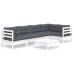 Muebles de jardín 6 pzas con cojines blanco madera de pino