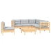Juego de muebles de jardín 6 pzas y cojines madera pino gris