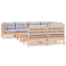 Juego de muebles de jardín 8 pzas y cojines madera maciza pino