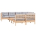 Juego de muebles de jardín 8 pzas y cojines madera maciza pino
