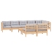 Juego de muebles de jardín 9 pzas y cojines madera maciza pino