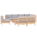 Juego de muebles de jardín 9 pzas y cojines madera maciza pino