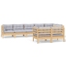 Juego de muebles de jardín 8 pzas y cojines madera maciza pino