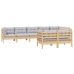 Juego de muebles de jardín 8 pzas y cojines madera maciza pino
