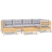 Juego de muebles de jardín 7 pzas y cojines madera maciza pino