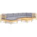 Juego de muebles de jardín 8 pzas y cojines madera maciza pino