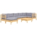Juego de muebles de jardín 8 pzas y cojines madera maciza pino