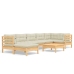 Muebles de jardín 8 pzas y cojines madera maciza de pino crema