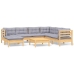 Juego de muebles de jardín 8 pzas y cojines madera maciza pino