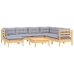 Juego de muebles de jardín 8 pzas y cojines madera maciza pino
