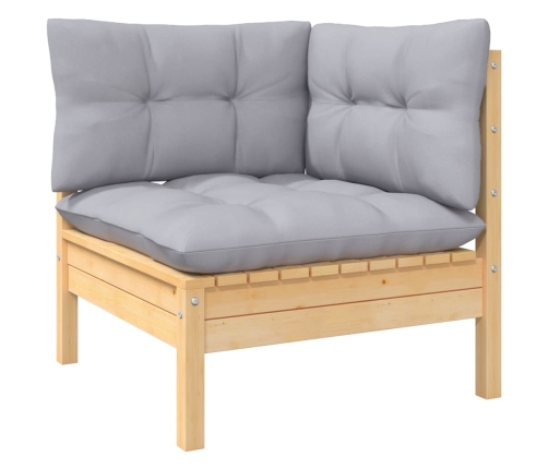 Juego de muebles de jardín 8 pzas y cojines madera maciza pino