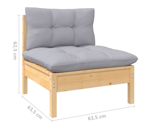 Juego de muebles de jardín 8 pzas y cojines madera maciza pino
