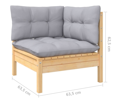 Juego de muebles de jardín 8 pzas y cojines madera maciza pino