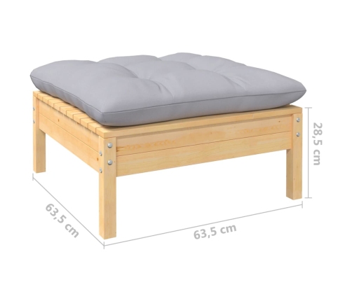 Juego de muebles de jardín 8 pzas y cojines madera maciza pino