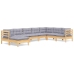 Juego de muebles de jardín 8 pzas y cojines madera maciza pino