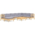 Juego de muebles de jardín 9 pzas y cojines madera maciza pino