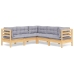 Juego de muebles de jardín 5 pzas y cojines madera maciza pino