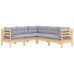 Juego de muebles de jardín 5 pzas y cojines madera maciza pino