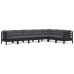 Muebles de jardín 7 pzas y cojines negro madera maciza de pino