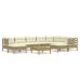 Muebles de jardín 10 pzas y cojines madera de pino marrón miel