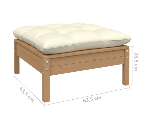 Muebles de jardín 10 pzas y cojines madera de pino marrón miel