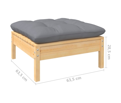 Juego de muebles de jardín 9 pzas y cojines madera maciza pino