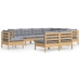 Juego de muebles de jardín 9 pzas y cojines madera maciza pino