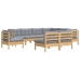 Juego de muebles de jardín 9 pzas y cojines madera maciza pino