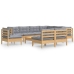 Juego de muebles de jardín 10 pzas y cojines madera maciza pino