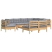 Juego de muebles de jardín 10 pzas y cojines madera maciza pino