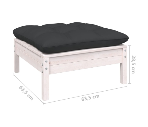 Muebles de jardín 10 pzas con cojines blanco madera maciza pino