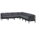 Muebles de jardín 7 pzas y cojines negro madera maciza de pino