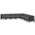 Muebles de jardín 9 pzas y cojines negro madera maciza de pino