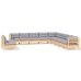 Juego de muebles de jardín 11 pzas y cojines madera maciza pino