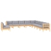 Juego de muebles de jardín 11 pzas y cojines madera maciza pino