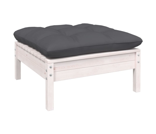 Muebles de jardín 12 pzas con cojines blanco madera maciza pino