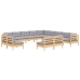 Muebles de jardín 13 pzas y cojines madera maciza de pino gris