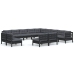 Muebles de jardín 13 pzas y cojines negro madera maciza de pino