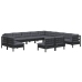 Muebles de jardín 13 pzas y cojines negro madera maciza de pino