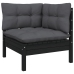 Muebles de jardín 13 pzas y cojines negro madera maciza de pino