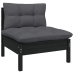 Muebles de jardín 13 pzas y cojines negro madera maciza de pino