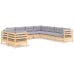 Juego de muebles de jardín 9 pzas y cojines madera maciza pino