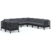 Muebles de jardín 9 pzas y cojines negro madera maciza de pino