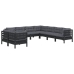 Muebles de jardín 9 pzas y cojines negro madera maciza de pino