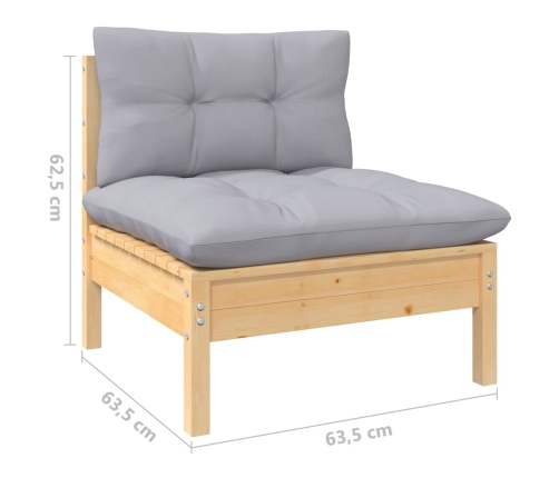Juego de muebles de jardín 11 pzas y cojines madera maciza pino