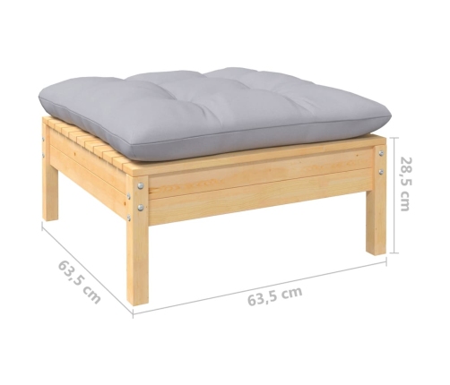 Juego de muebles de jardín 11 pzas y cojines madera maciza pino
