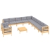 Juego de muebles de jardín 12 pzas y cojines madera maciza pino